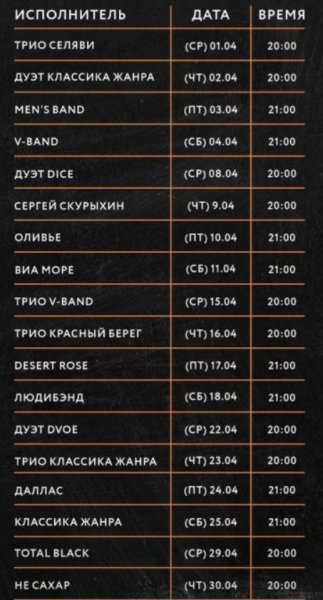 Живая музыка и танцы